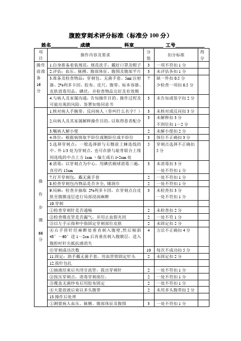 腹腔穿刺术评分标准