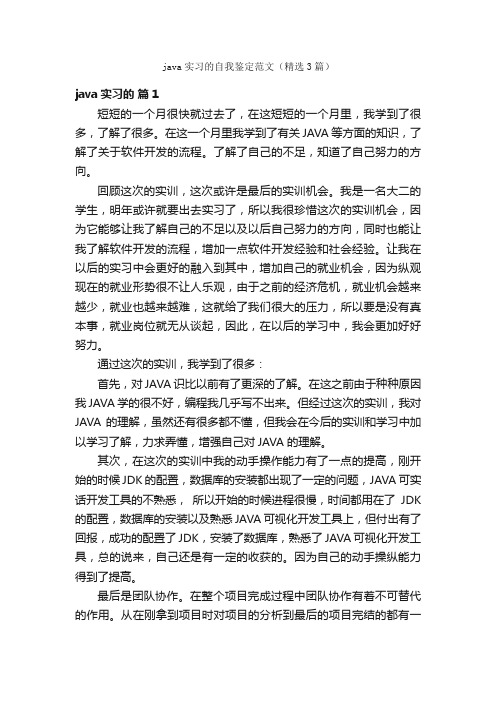 java实习的自我鉴定范文（精选3篇）