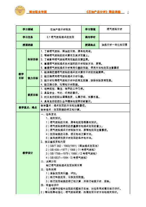 喷气燃料烟点的测定