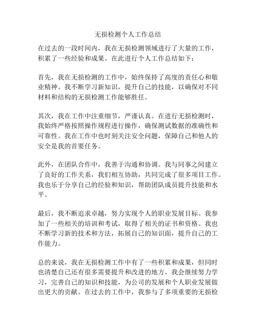 无损检测个人工作总结