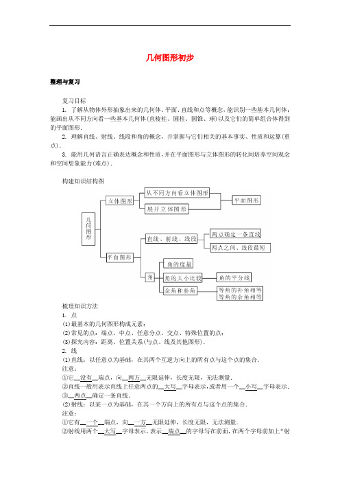 七年级数学上册 4 几何图形初步整理与复习教学设计 (新版)新人教版