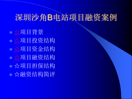 深圳沙角B电站项目融资案例(PPT 14页)