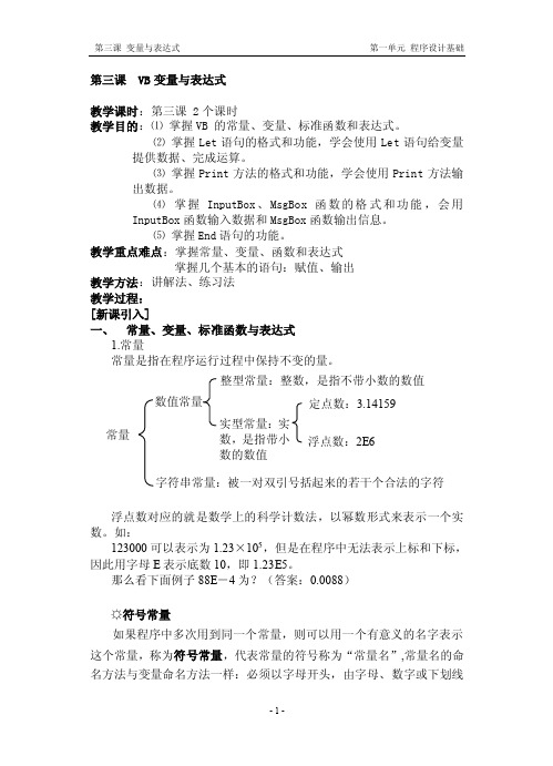 VB变量与表达式