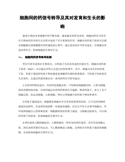 细胞间的钙信号转导及其对发育和生长的影响