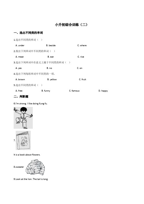 六年级下册英语试题--小升初综合训练(二) 外研版(三起点) 含答案