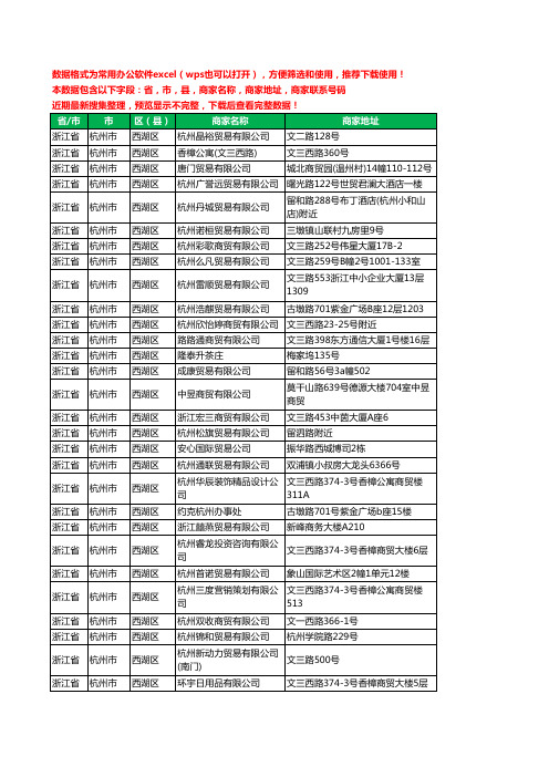 2020新版浙江省杭州市西湖区贸易有限公司工商企业公司商家名录名单黄页联系电话号码地址大全418家