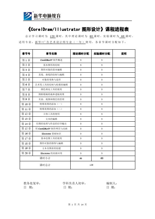 《CorelDRAW、Illustrator图形设计》教学进程表及大纲