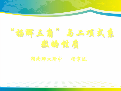 教版高中数学人教A版选修2-3第一章-1.3.2“杨辉三角”与二项式系数的性质教学课件 (共17张PPT)