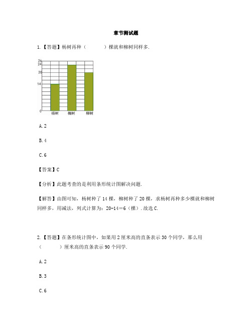 小学数学青岛版(五四)三年级下册第十一单元 新校服——条形统计图认识条形统计图-章节测试习题