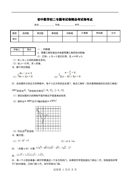 初中数学初二专题考试卷精品考试卷考点.doc