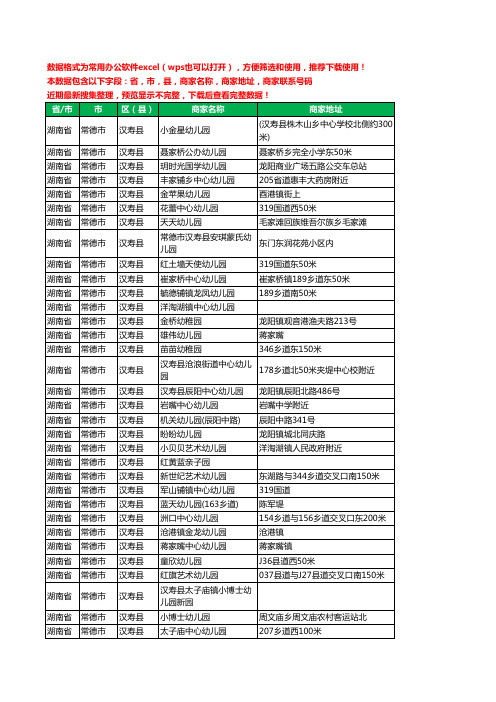 2020新版湖南省常德市汉寿县幼儿园工商企业公司商家名录名单联系电话号码地址大全86家