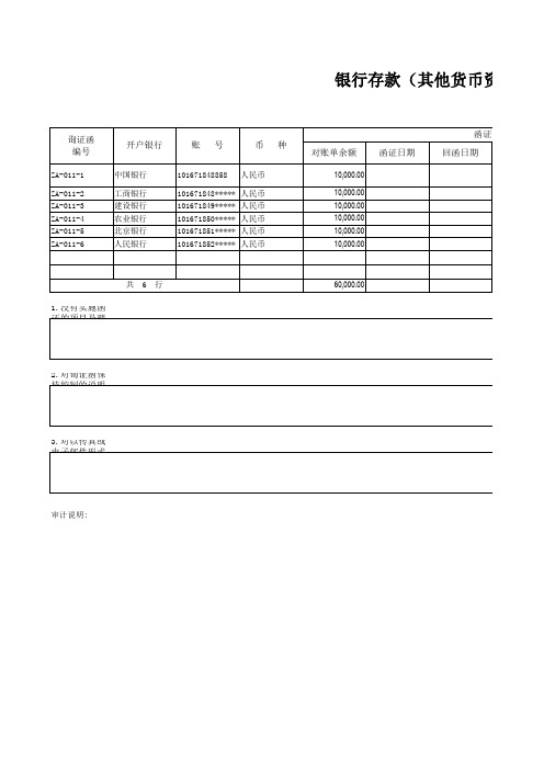 银行函证结果汇总表