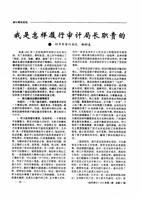 我是怎样履行审计局长职责的