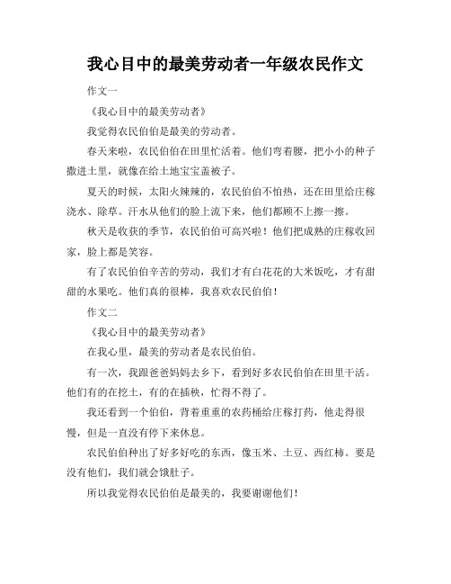 我心目中的最美劳动者一年级农民作文