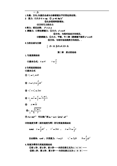 高二文科物理公式