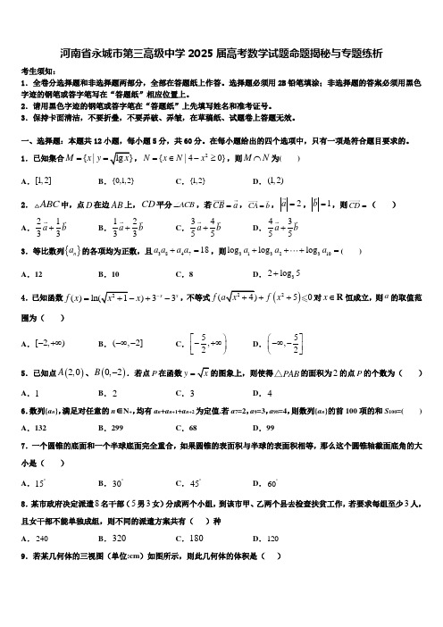 河南省永城市第三高级中学2025届高考数学试题命题揭秘与专题练析