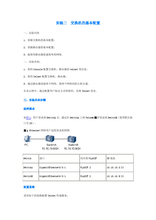 实验二 交换机的基本配置