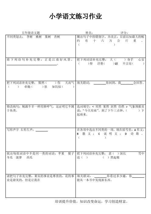 小学五年级语文课堂练习I (69)