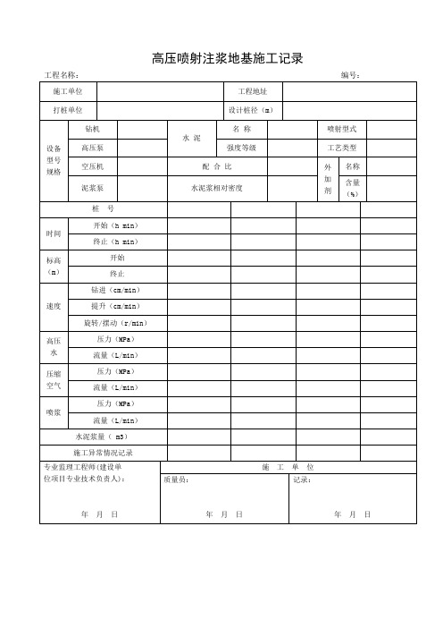 001-施2015-121高压喷射注浆地基施工记录