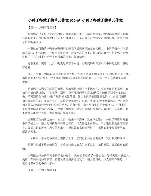 小鸭子得救了的单元作文500字_小鸭子得救了的单元作文