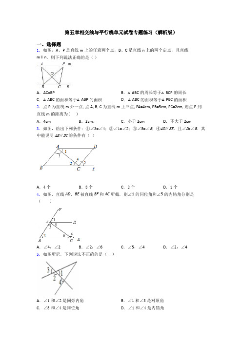 第五章相交线与平行线单元试卷专题练习(解析版)