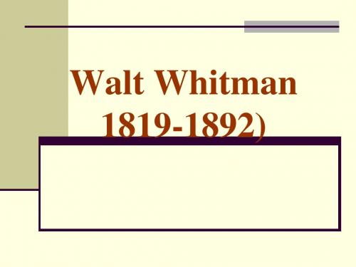 Chapter Four.Walt whitman