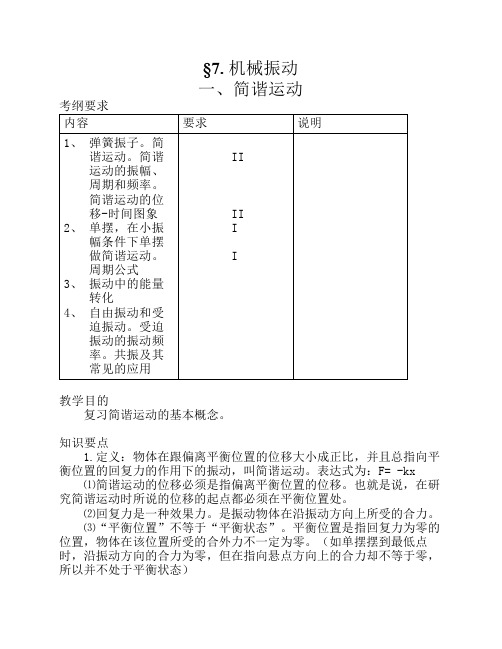 简谐振动教案