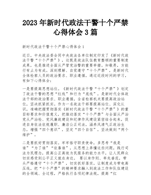 2023年新时代政法干警十个严禁心得体会3篇