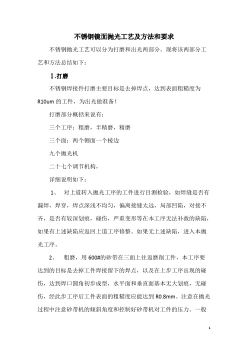 不锈钢镜面抛光工艺及方法和要求