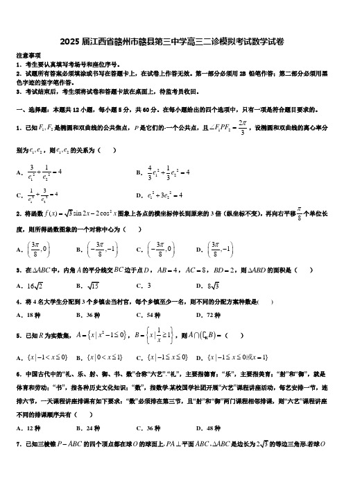 2025届江西省赣州市赣县第三中学高三二诊模拟考试数学试卷含解析