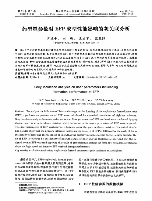 药型罩参数对EFP成型性能影响的灰关联分析