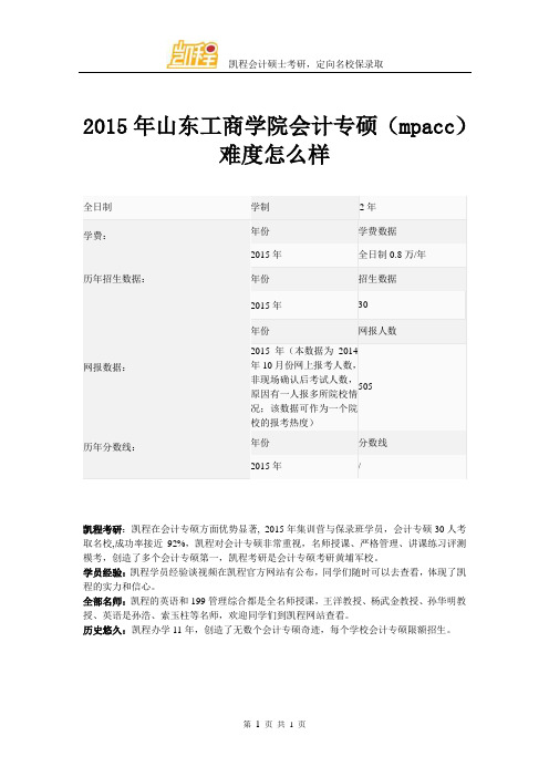 2015年山东工商学院会计专硕(mpacc)难易程度怎么样