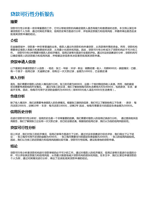 贷款可行性分析报告