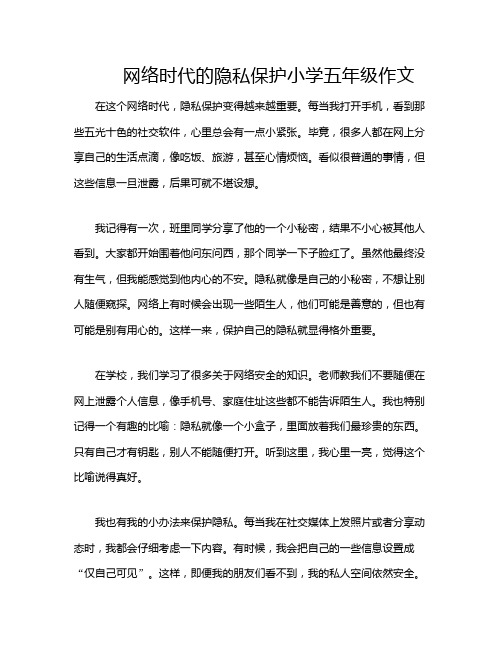 网络时代的隐私保护小学五年级作文