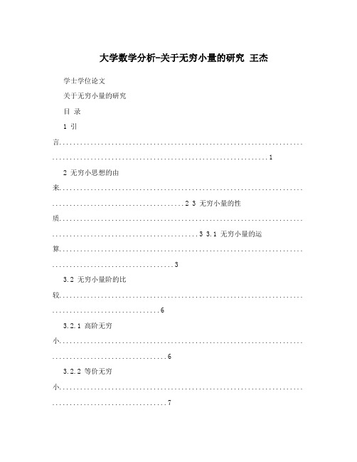 大学数学分析-关于无穷小量的研究王杰