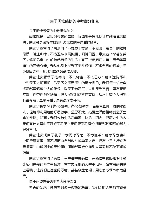 关于阅读感悟的中考满分作文