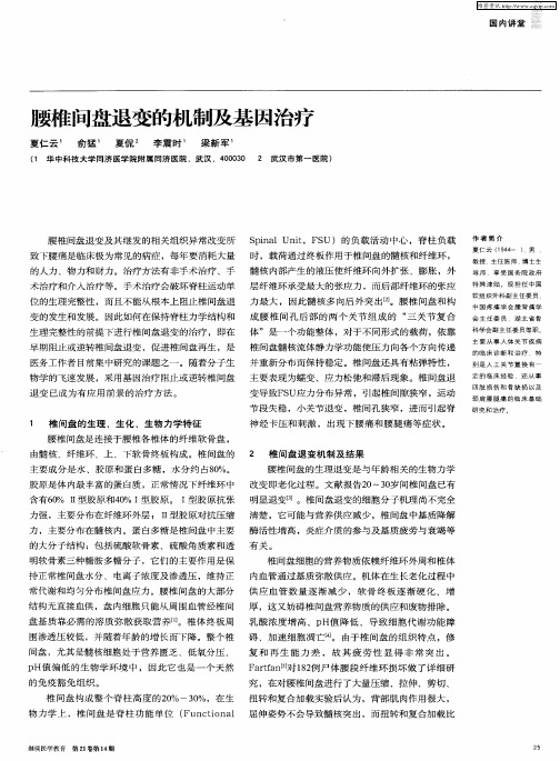 腰椎间盘退变的机制及基因治疗