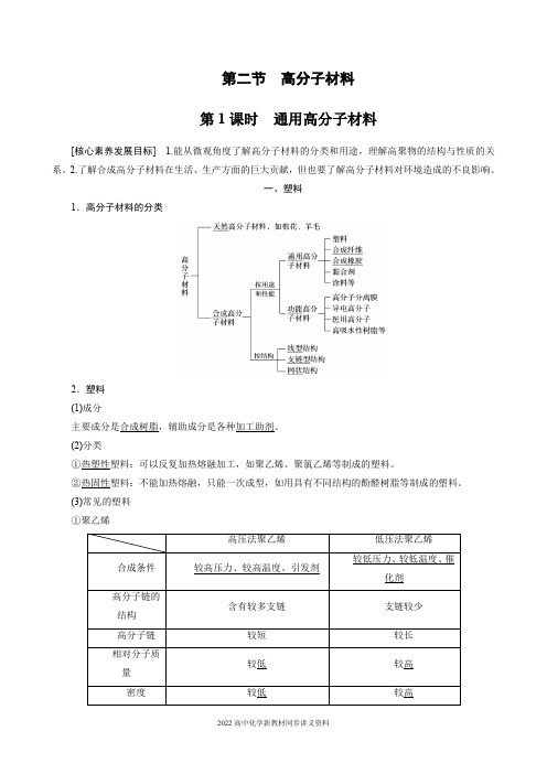 2022届高中化学新教材同步选择性必修第三册 第5章 第二节 第1课时 通用高分子材料