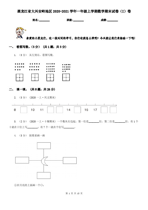 黑龙江省大兴安岭地区2020-2021学年一年级上学期数学期末试卷(I)卷