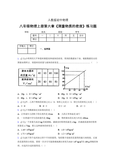 (中考)物理《测量物质的密度》专项模拟练习(含答案) (540).doc