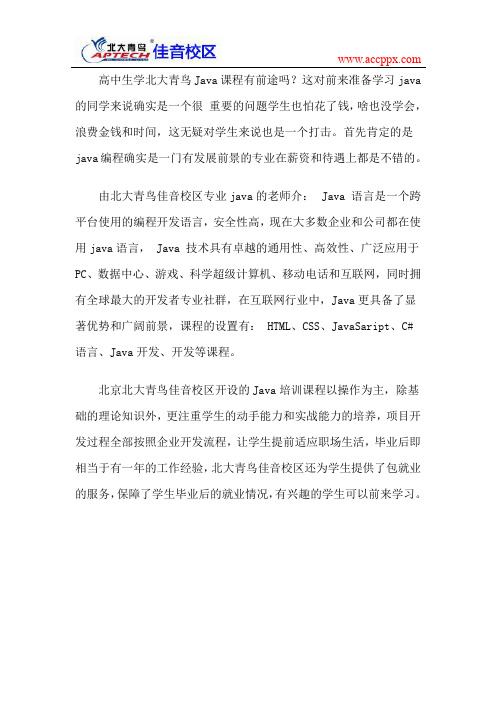 高中生学习北大青鸟java编程有前途吗