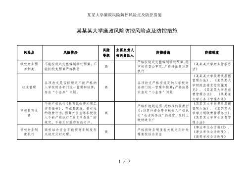 某某大学廉政风险防控风险点及防控措施