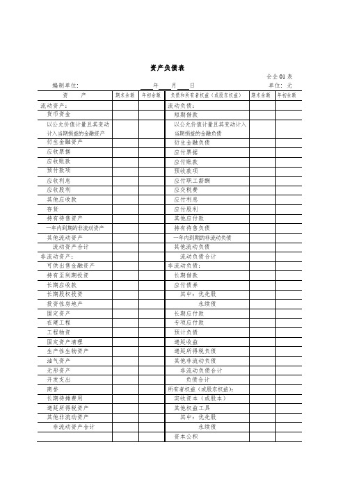 财务报表范本