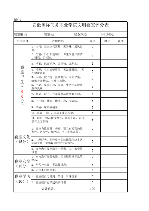 文明宿舍评分表