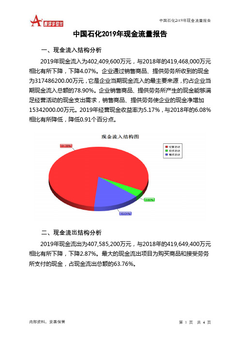 中国石化2019年现金流量报告