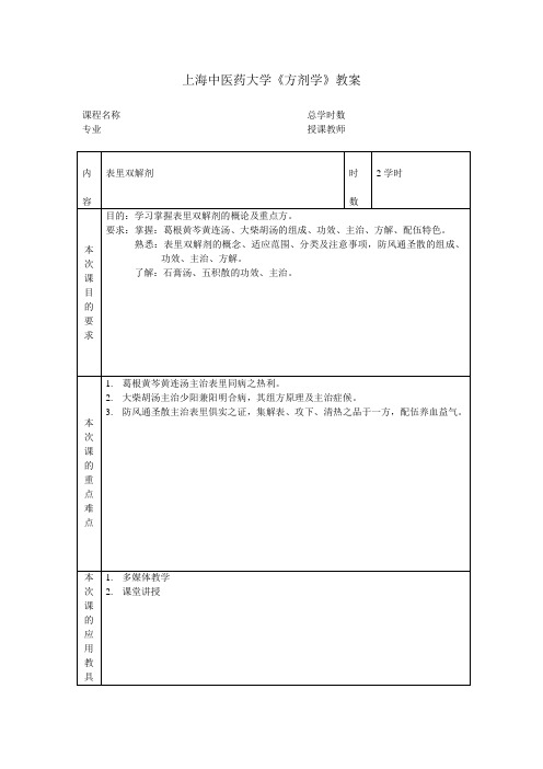 《方剂学》教案 - 上海中医药大学精品课程网