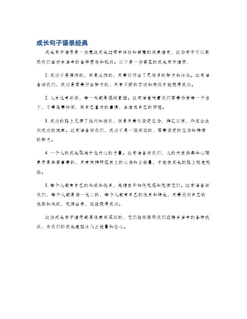 成长句子语录经典