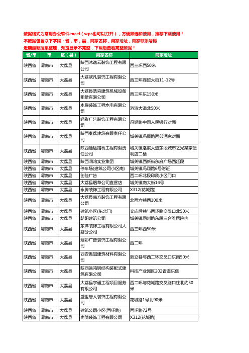 2020新版陕西省渭南市大荔县建筑装饰有限公司工商企业公司商家名录名单黄页联系电话号码地址大全27家