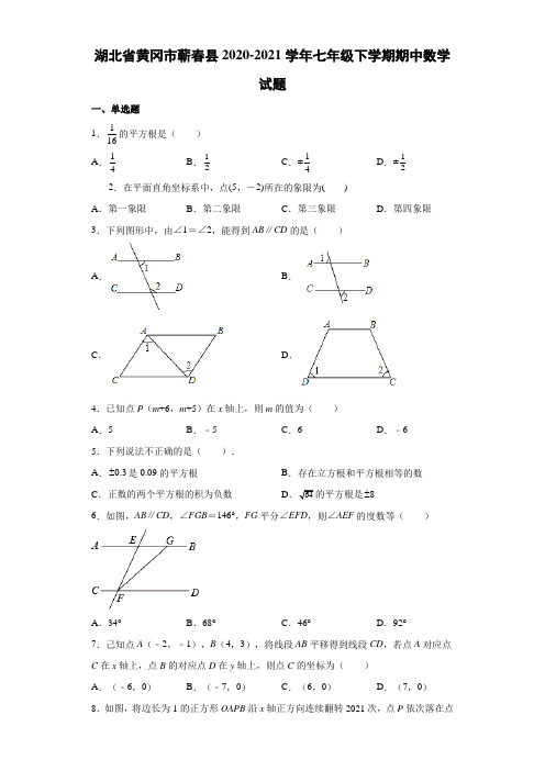 2020-2021学年湖北省黄冈市蕲春县七年级下学期期中数学试题