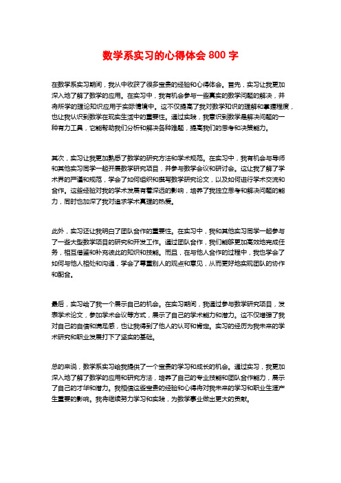 数学系实习的心得体会800字